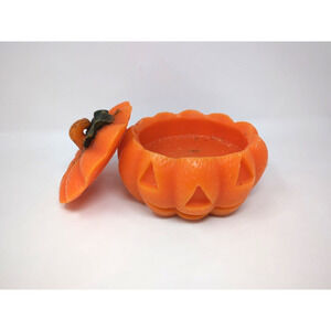 Vintage Large Jack O'Lantern Pumpkin Candle with Lid Halloween fast shipping